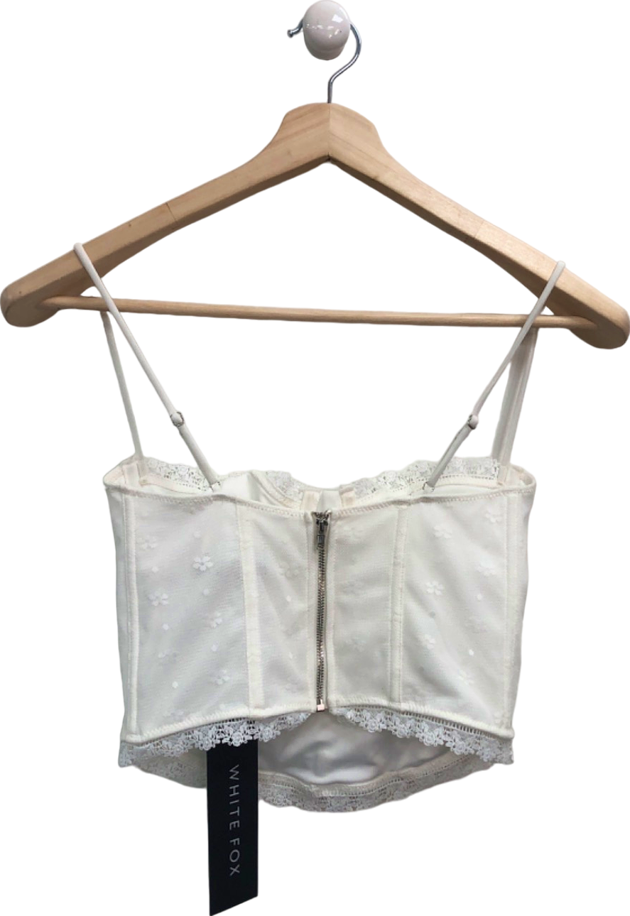White Fox White Lace Detail Corset Top S