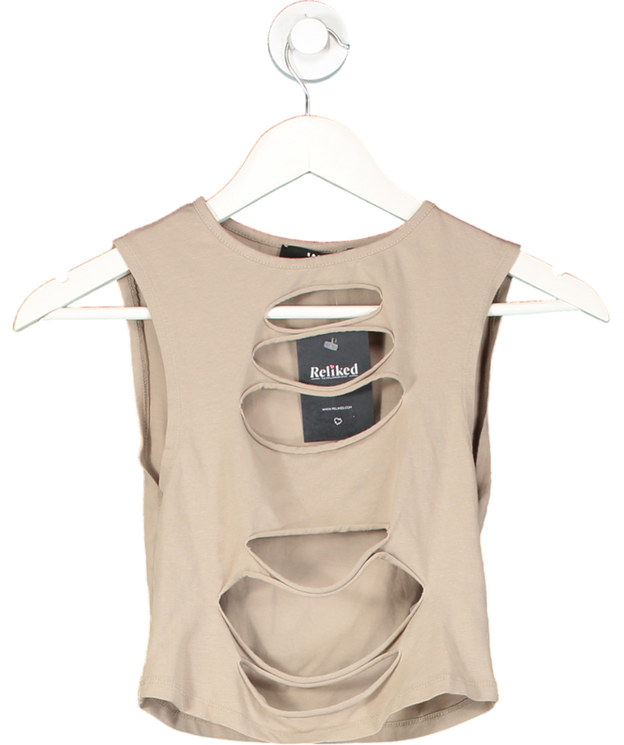 Jaded London Brown Slash Detail Crop Top UK 8