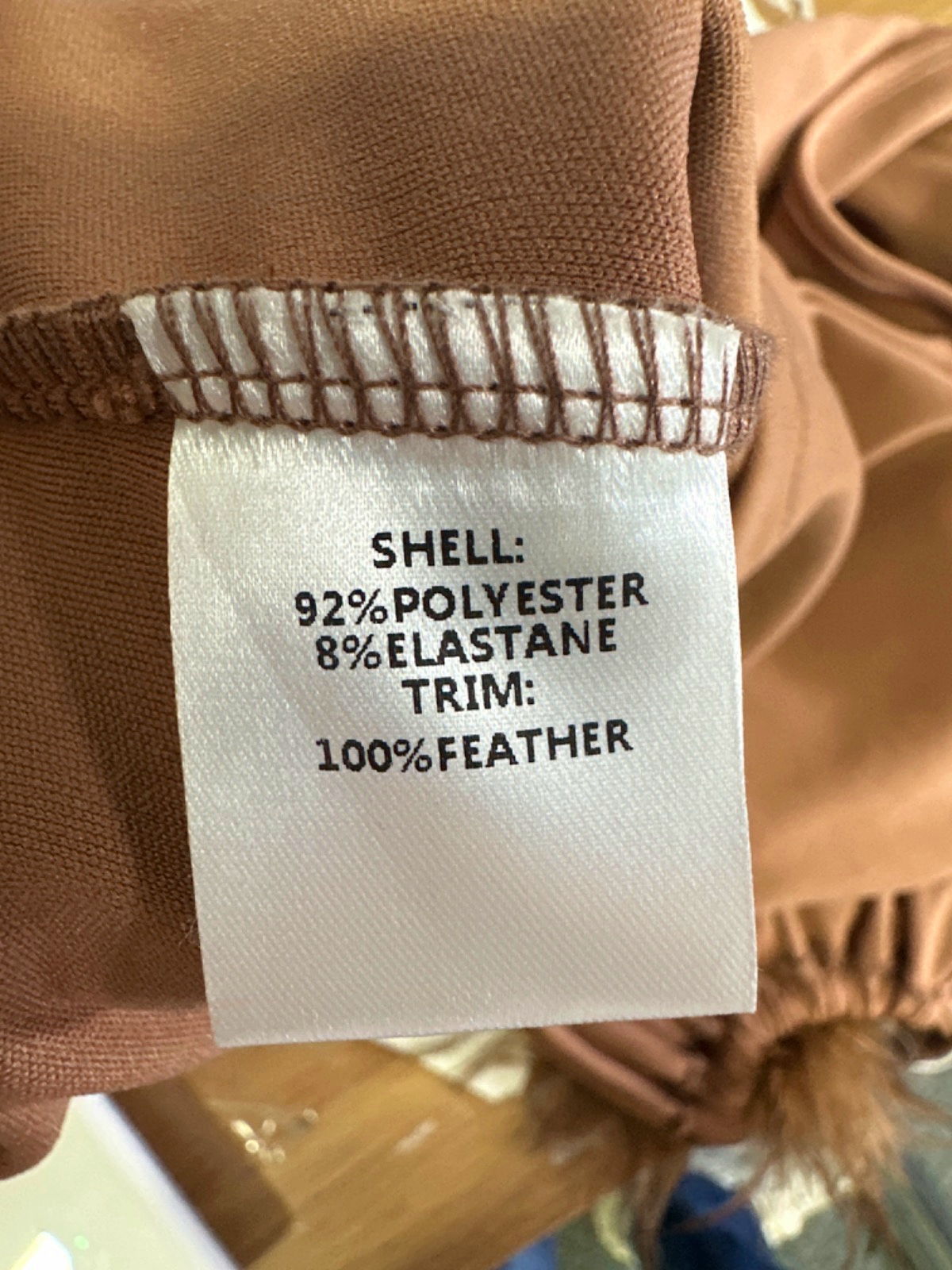 EGO Brown Halter Neck Feather Trim Top UK 8