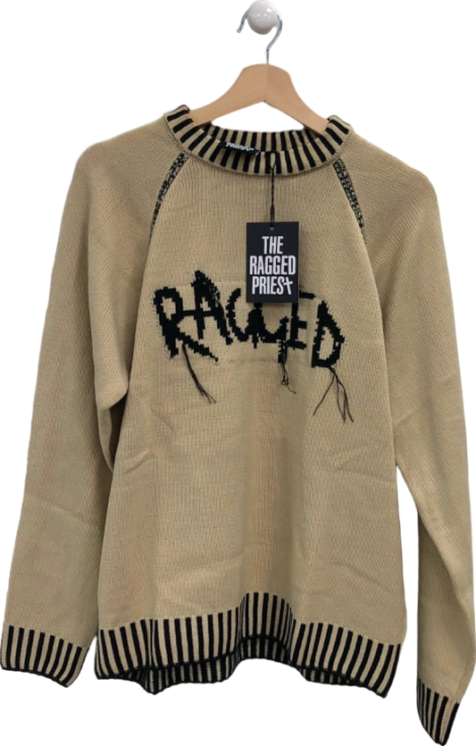 The Ragged Priest Ecru Ragged Blanket Stitch Knit Jumper UK 6