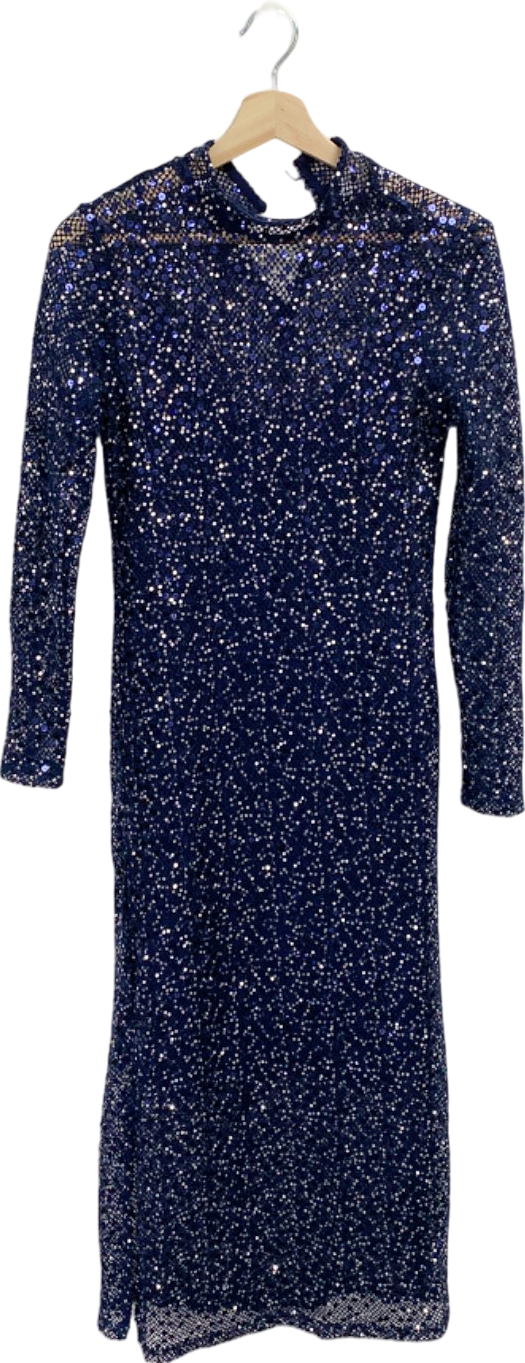 Selected Femme Dark Sapphire Sequins Dress D2 Style Slfannie Ankle UK M