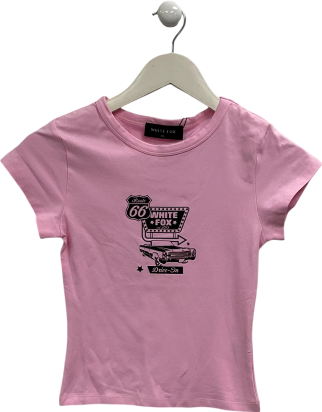 White Fox Pink In Your City Baby Tee UK XS