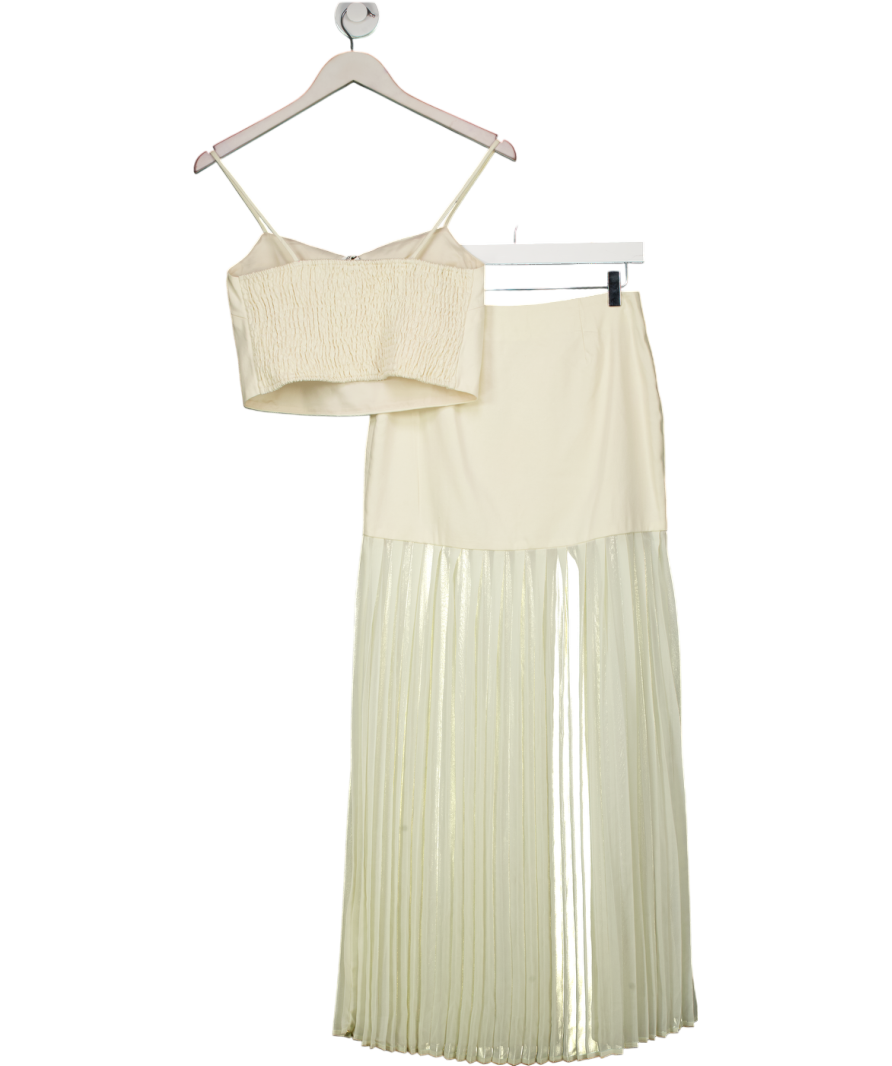 4th & Reckless Lucian Cream Side Split Pleated Maxi Skirt UK 8