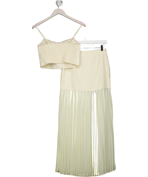 4th & Reckless Lucian Cream Side Split Pleated Maxi Skirt UK 8