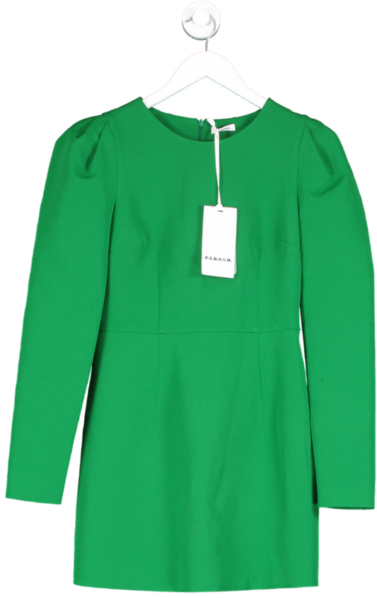 P.A.R.O.S.H. Abito Palco Green Puff Sleeve Dress UK S
