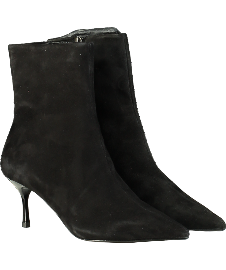 Next Black Suede Forever Comfort® Pointed Toe Skinny Heeled Ankle Boots UK 5 EU 38 👠