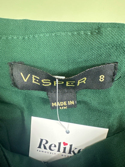 Vesper Green Tailored Off-Shoulder Midi Dress UK 8