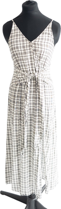 & Other Stories White / Black Check Tie Front Midi Dress UK 4