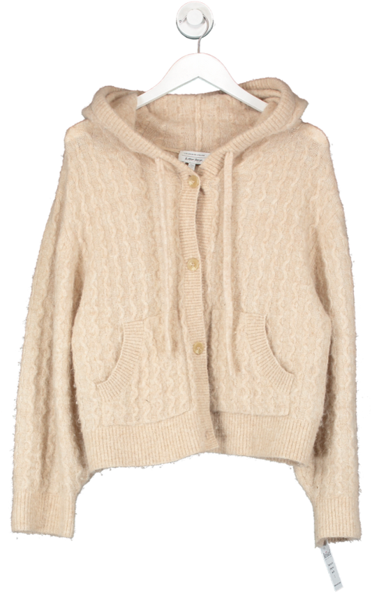 & Other Stories Beige Oversized Button Up Cable Knit Hoodie UK S