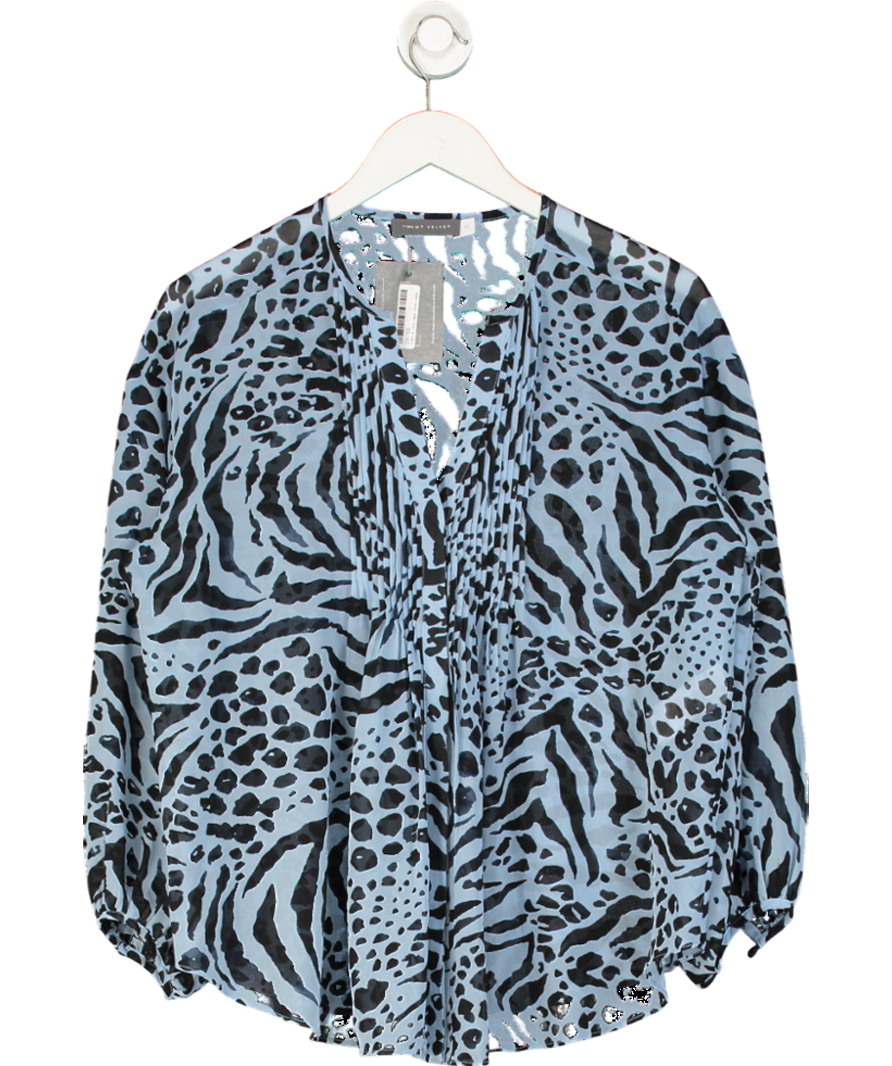 Mint Velvet Blue Animal Print Blouse UK M