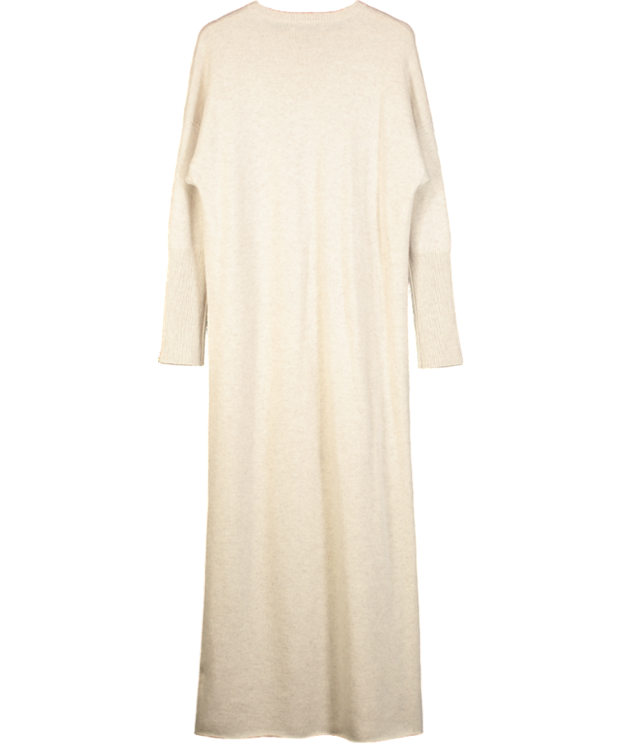 Lucy Nagle Beige Oatmeal 100% Cashmere Long Sleeve Maxi Dress UK XS/S