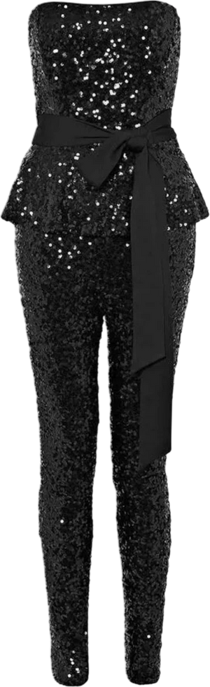 FRENCH CONNECTION Black Sequin Peplum Jumpsuit UK 6