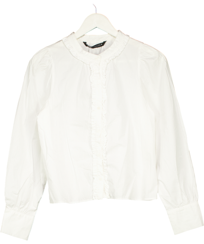 ZARA White Shirt With Ruffle Details UK 12