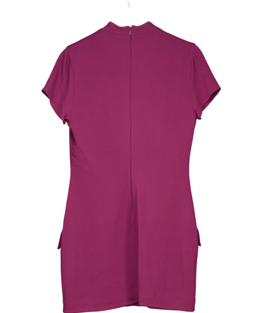 House of CB Red Alia Flap-pocket Stretch-woven Mini Dress UK L