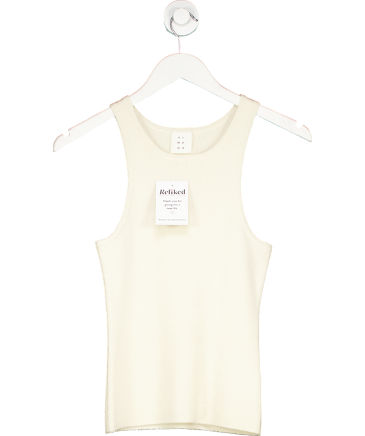 almada label Cream Luna Tank Top Cashmere Wool Blend UK S