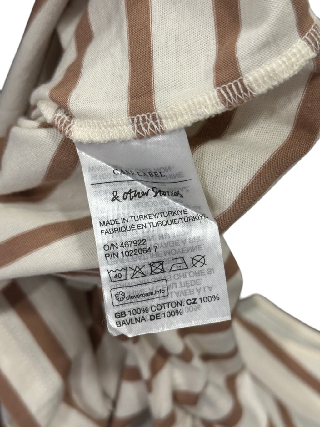 & Other Stories Cream Breton Stripe Top UK XS