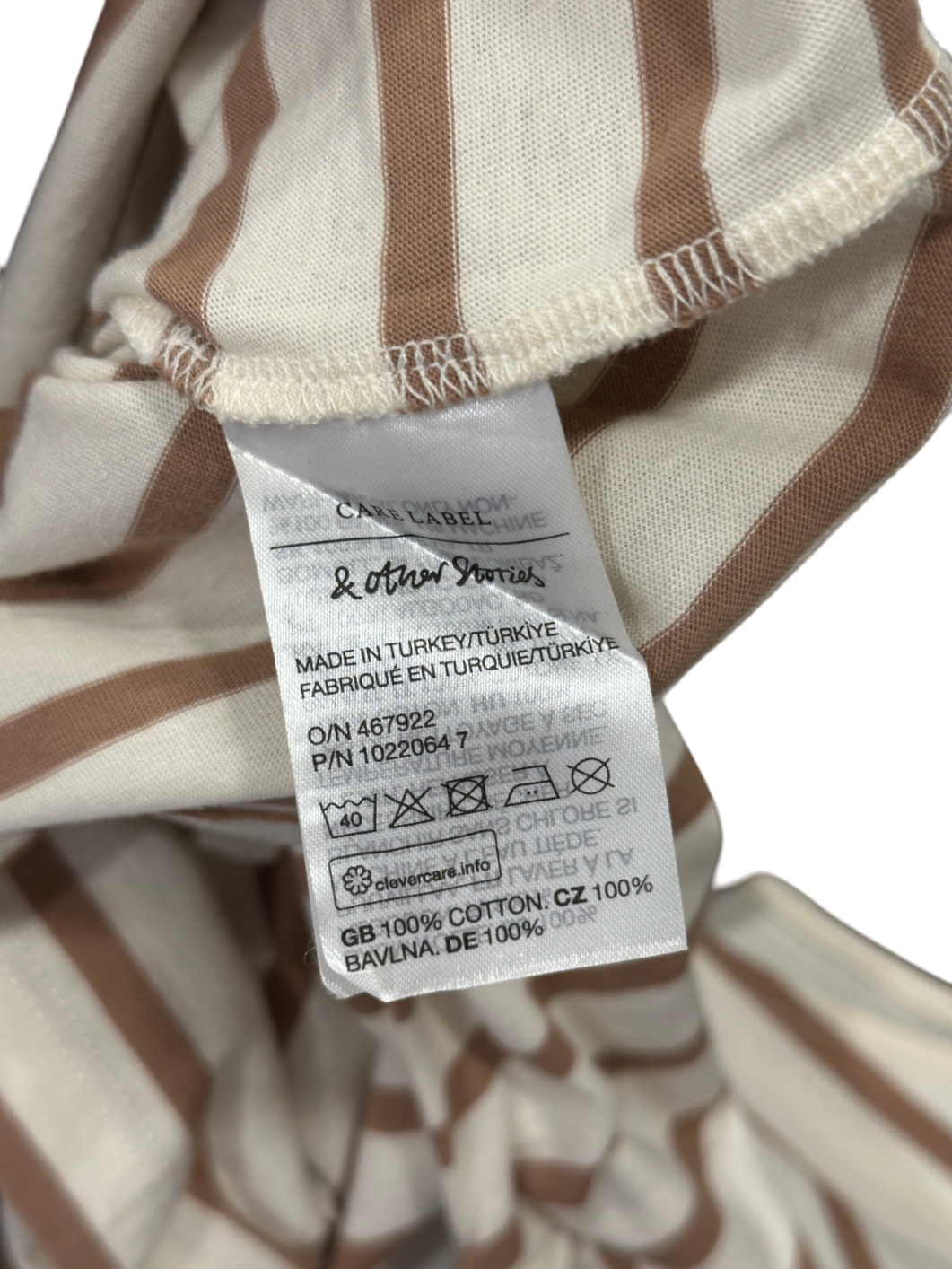 & Other Stories Cream Breton Stripe Top UK XS