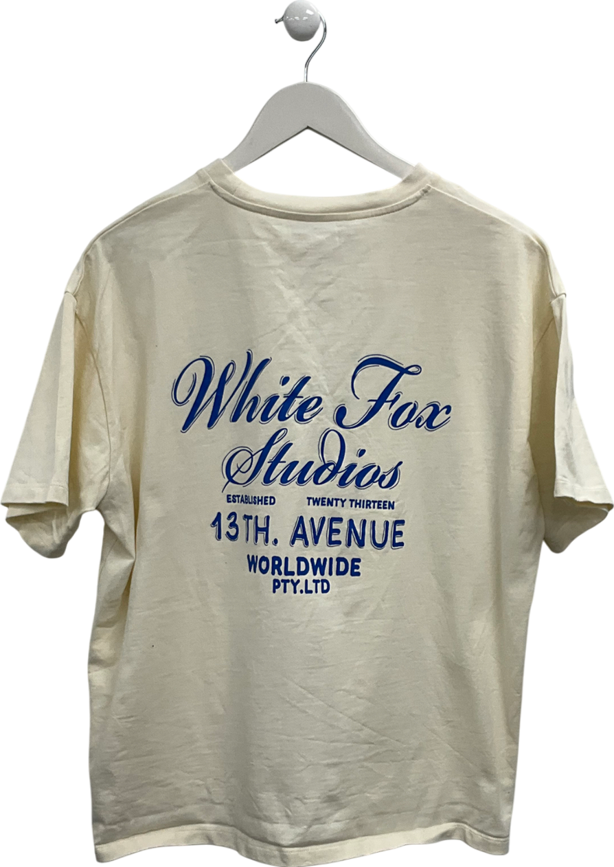 White Fox Cream 13th Avenue Oversized T Shirt UK M/L