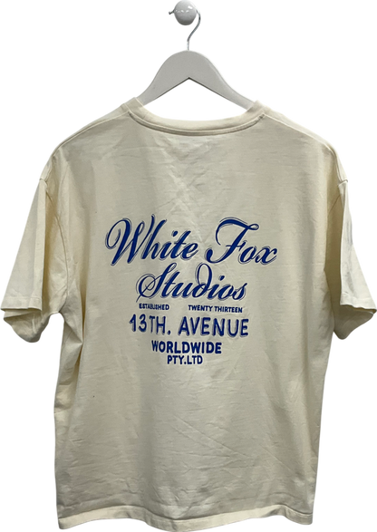 White Fox Cream 13th Avenue Oversized T Shirt UK M/L