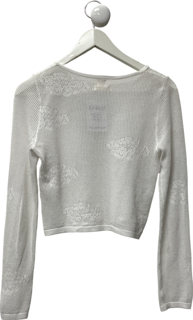 Issue 01 White Textured Knitted Top UK S