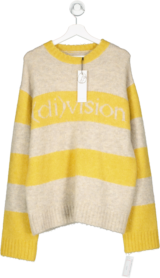 di vision Yellow Striped Logo Knit Sweater UK S