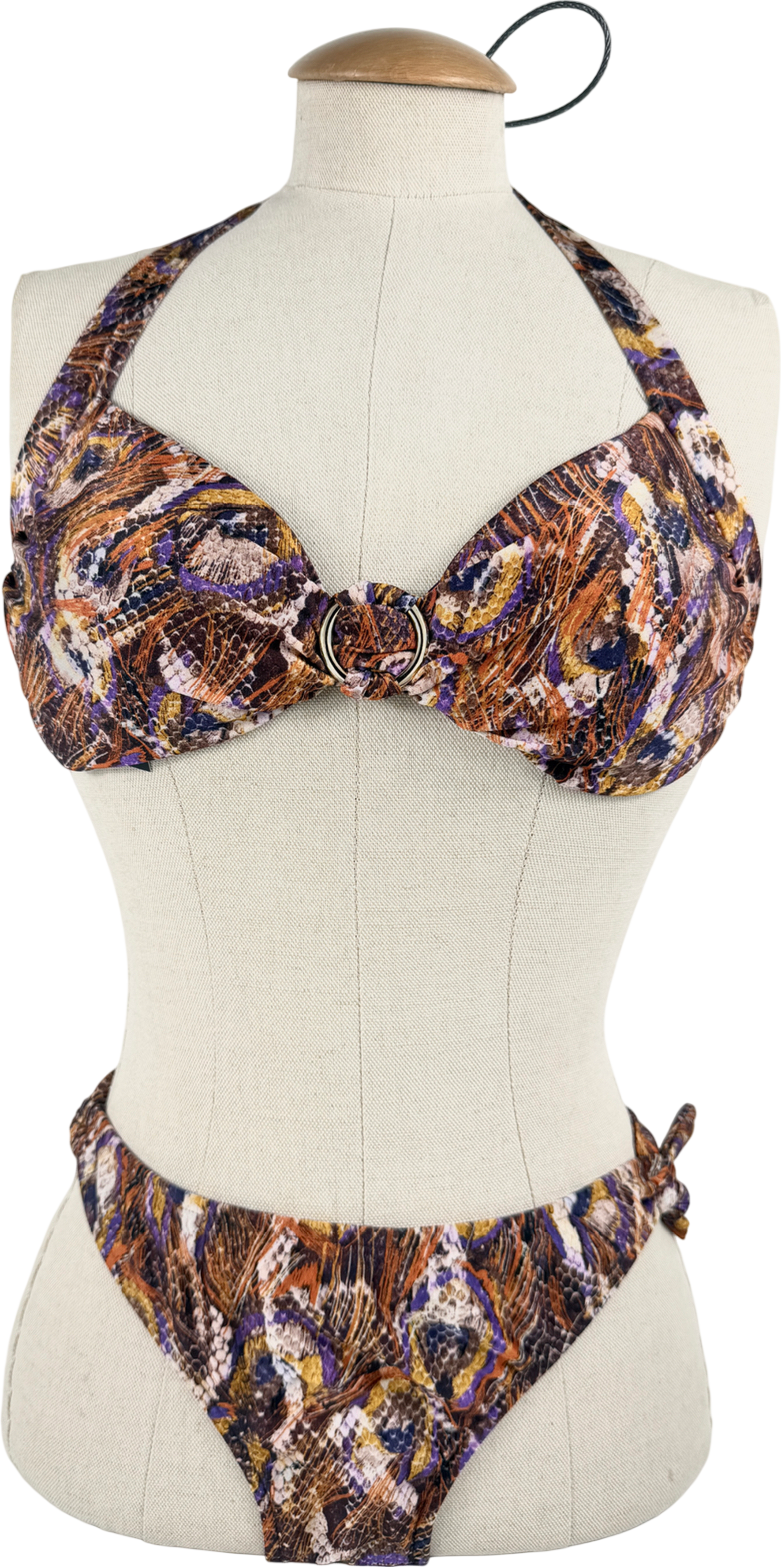 Jets By Jessika Allen Multicoloured Multi Colour Tie Straps Bikini UK 10