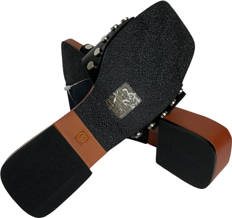 london rebel Heeled Sandal With Buckle Detail In Black Faux Leather UK 5 EU 38 👠