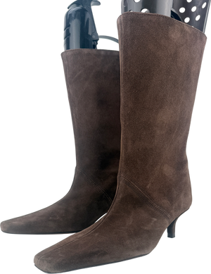 ASOS Brown Calloway Premium Suede Wide Leg Pull On Boots UK 5 EU 38