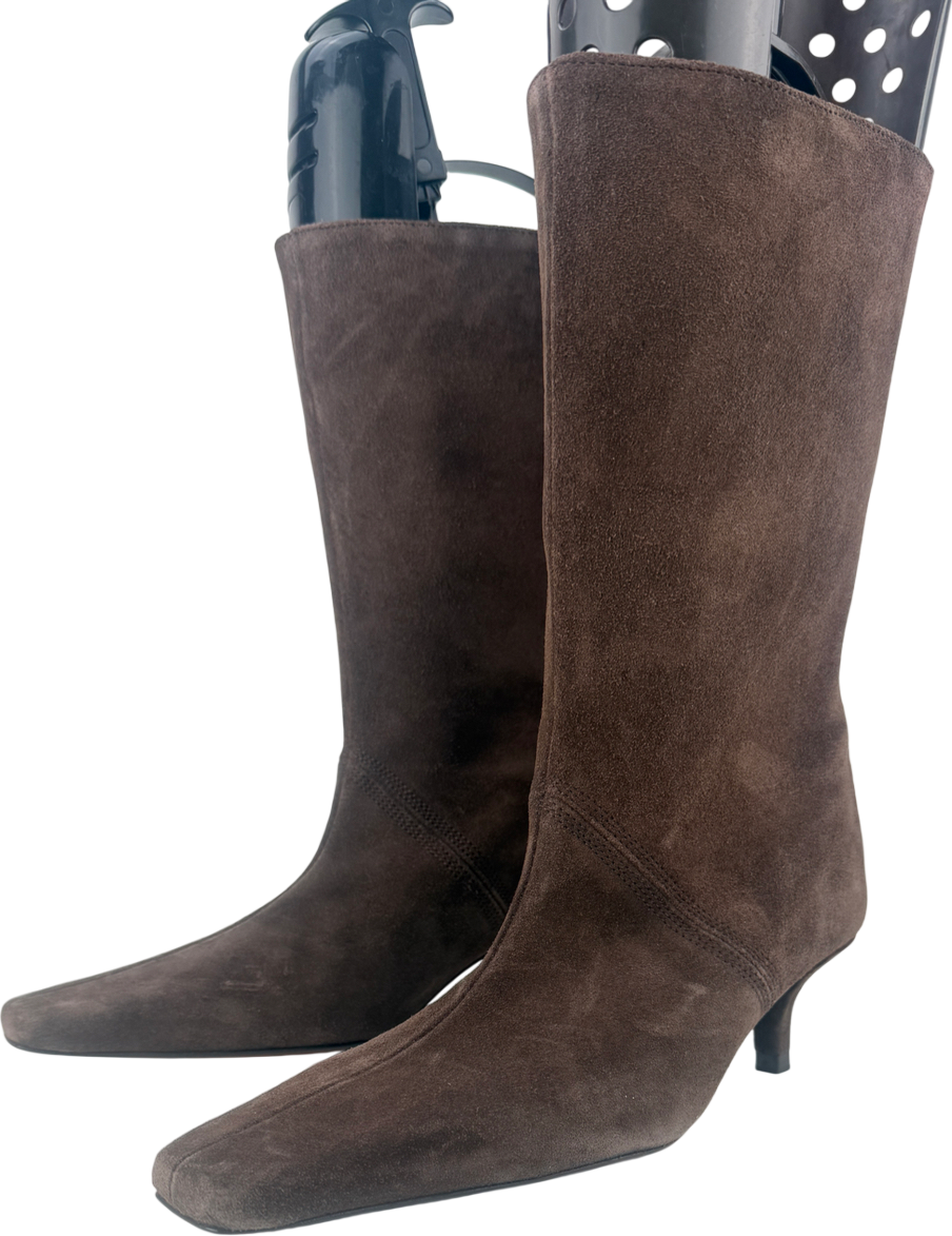 ASOS Brown Calloway Premium Suede Wide Leg Pull On Boots UK 5 EU 38 👠