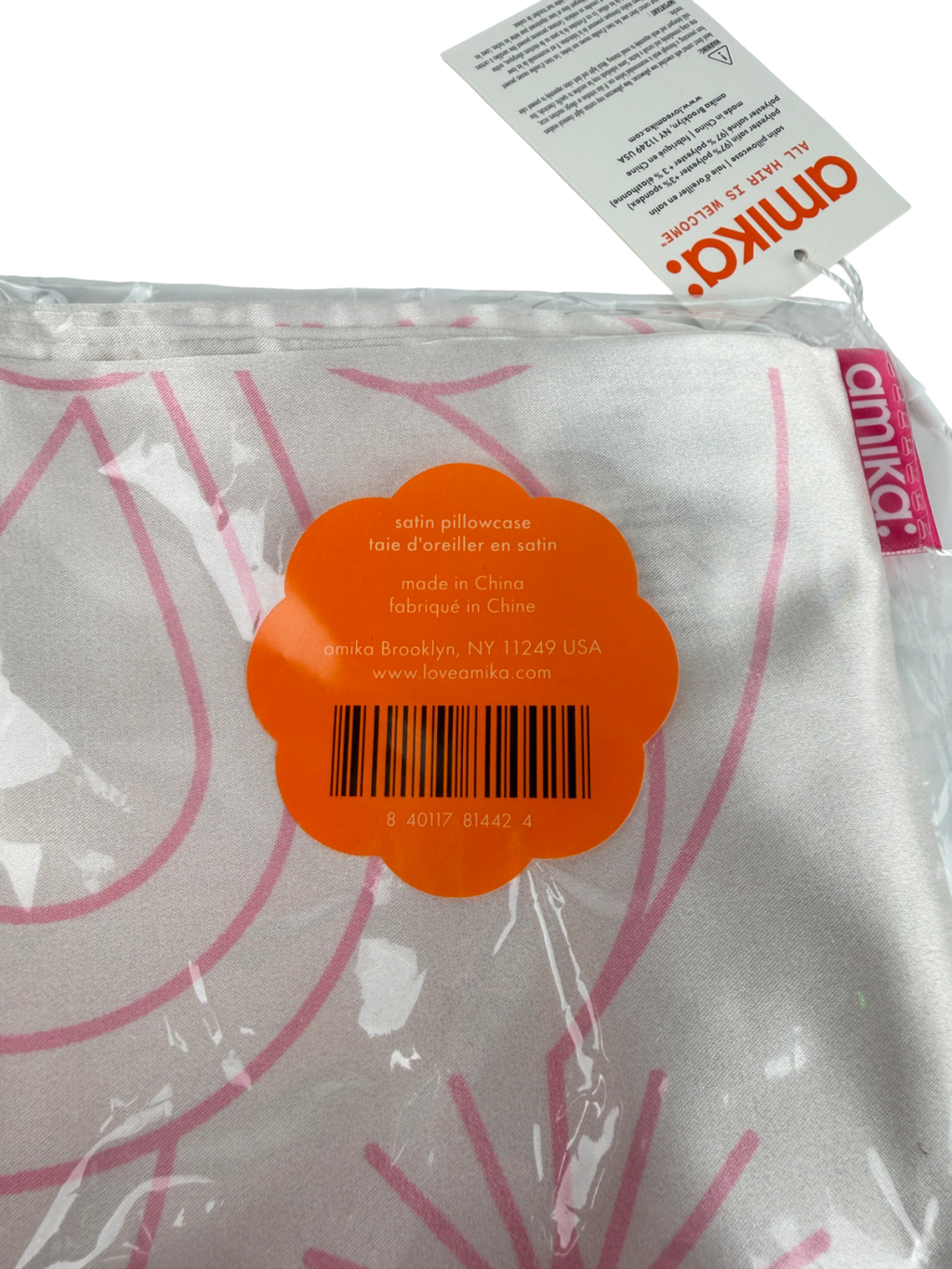 Amika Cream White And Pink Abstract Pillow Case One Size