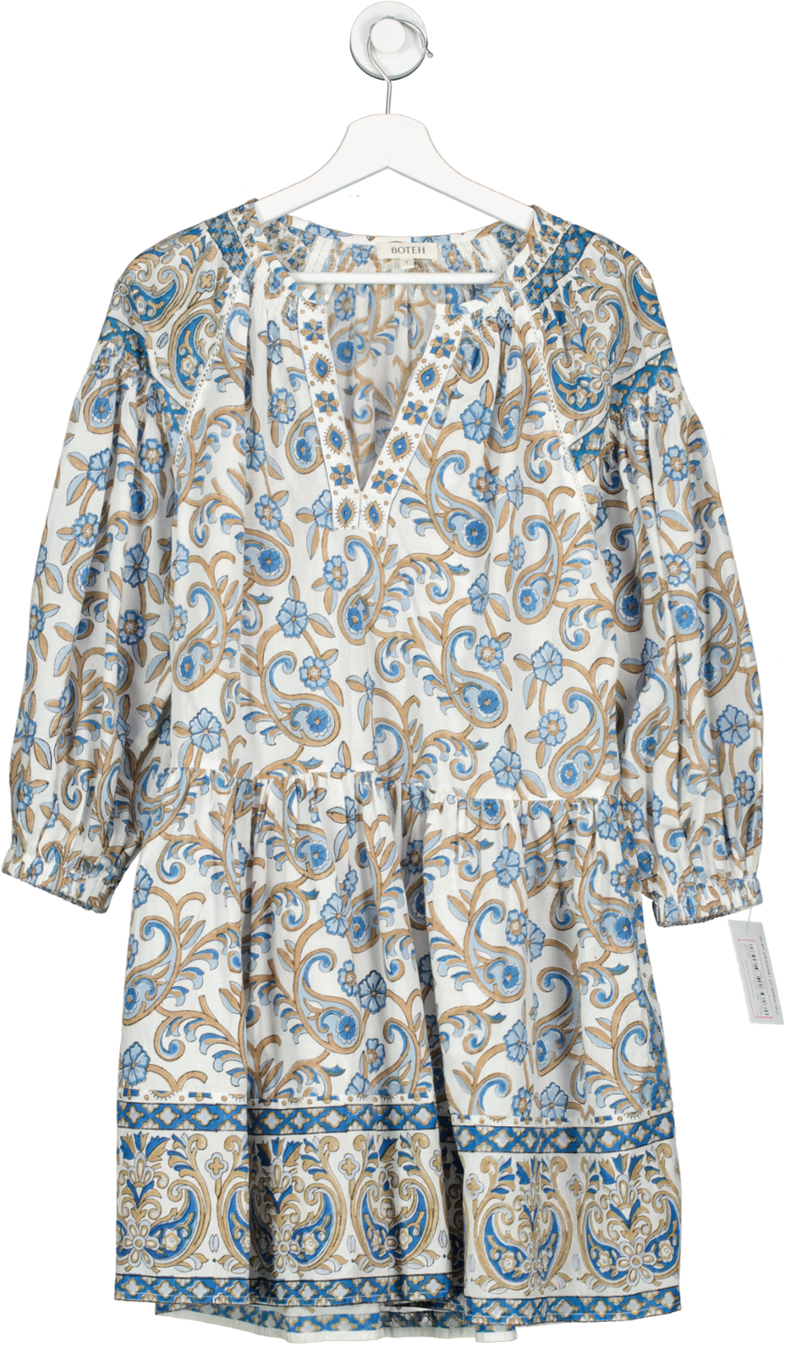 BOTEH White Kiki Nazar Smock Mini Dress UK XS