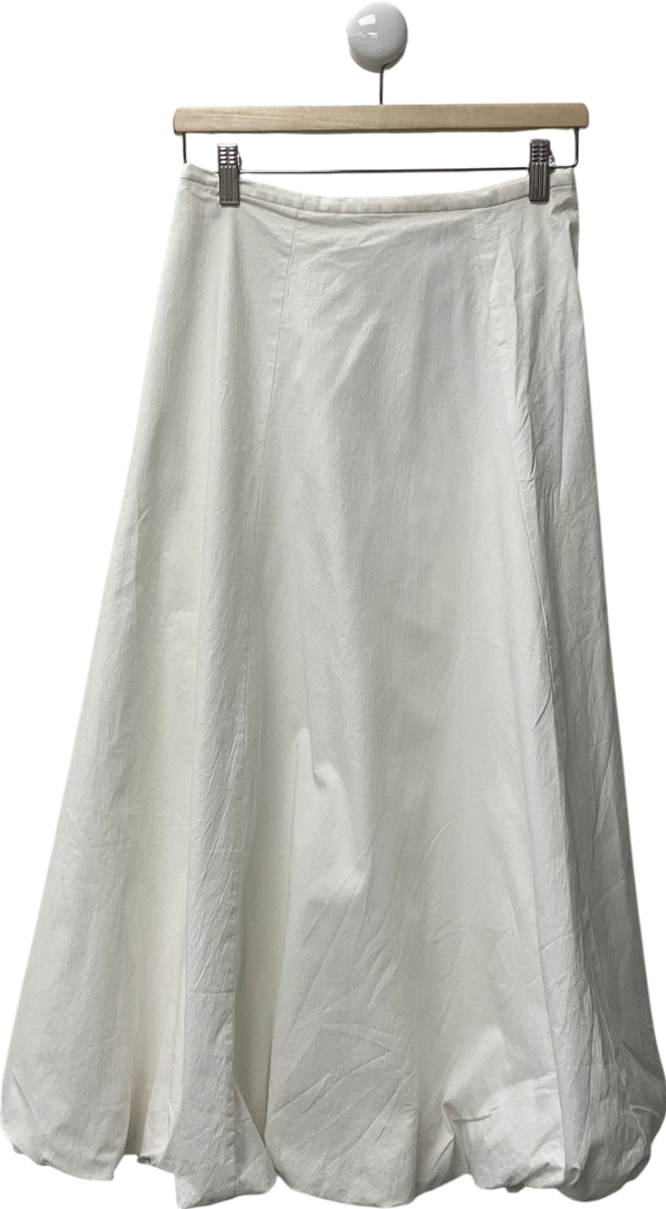 ZARA White Collection Bubble Hem Midi Skirt UK S