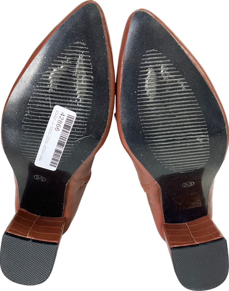 Brown Croc Block Heel Knee High Boots UK 3 EU 36 👠