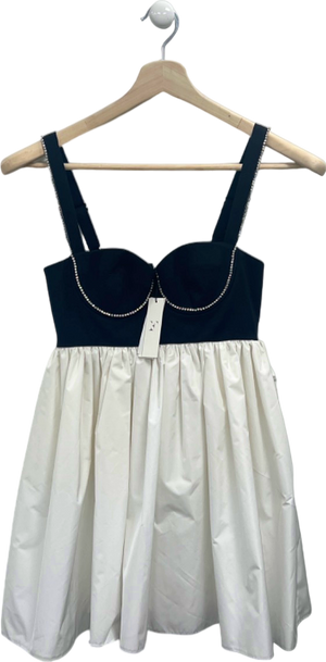 Fleur du Mal Black and Ivory Crystal Cup Dress Size 0 UK XS