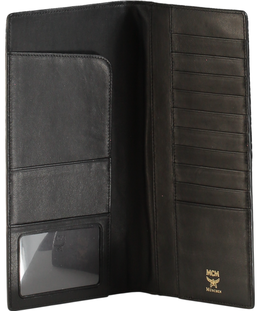 MCM Black Leather Travel Wallet One Size