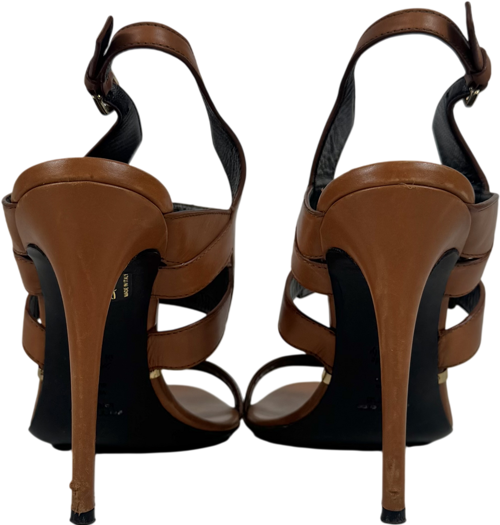 Gianmarco Lorenzi Beige Tan Strappy Stiletto Heels With Buckle Ankle Strap UK 5 EU 38 👠