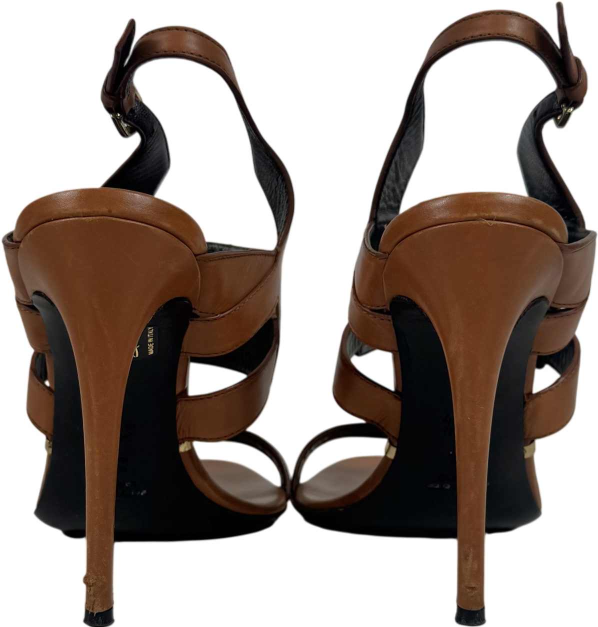 Gianmarco Lorenzi Beige Tan Strappy Stiletto Heels With Buckle Ankle Strap UK 5 EU 38 👠