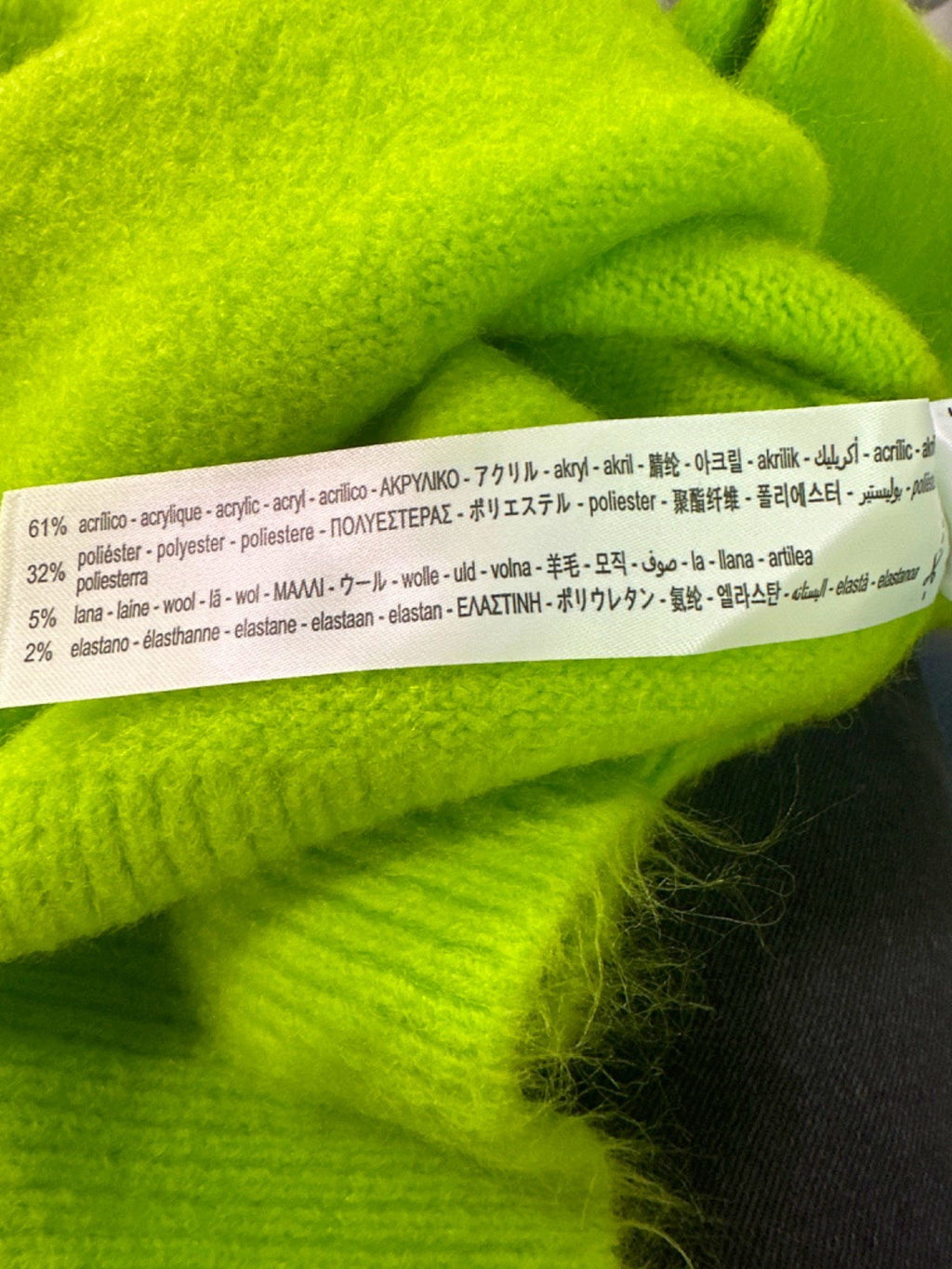 Zara Neon Green Turtleneck Oversize Sweater UK M