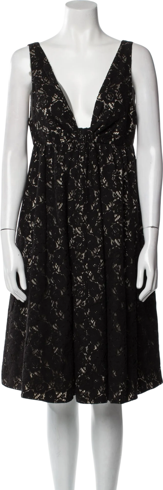 Emporio Armani Black Lace Plunge Front Midi Dress It42 UK 10