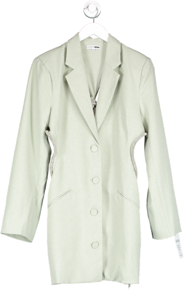 Fashion Nova Green Gabriella Blazer Mini Dress UK L