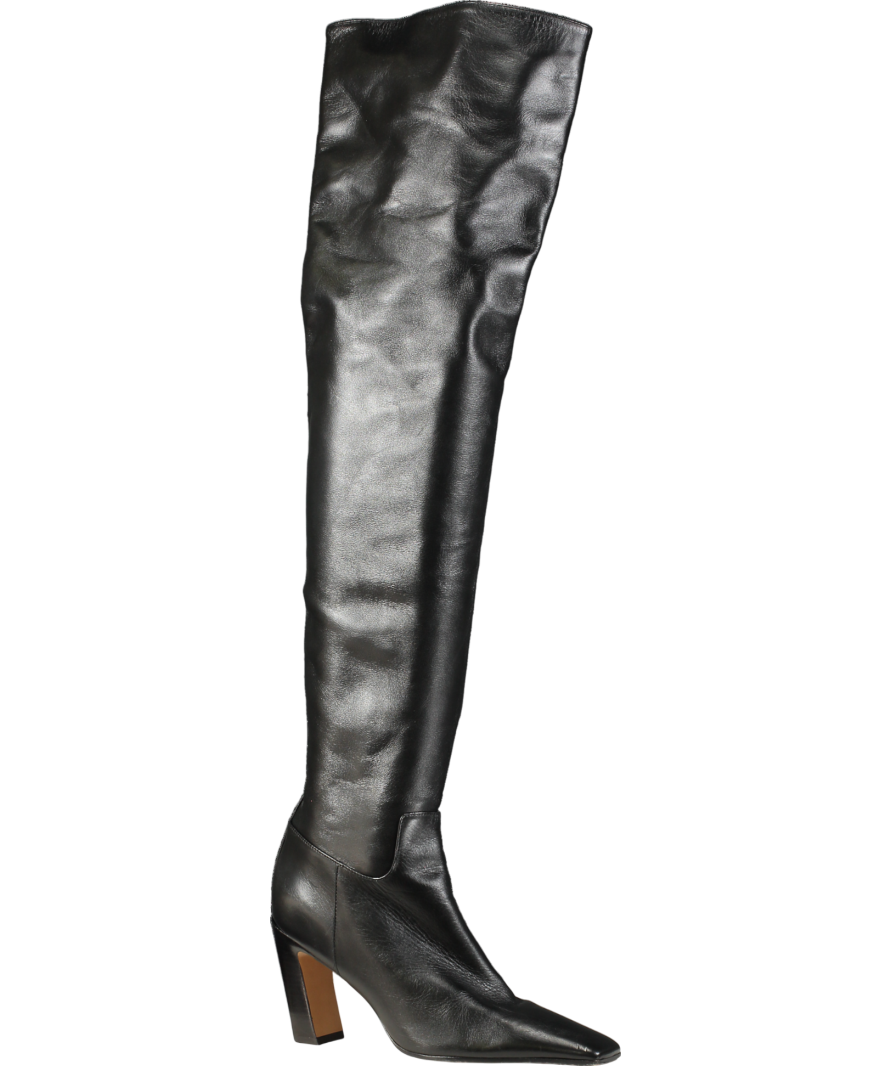 Khaite Black Leather Knee High Boots UK 5 EU 38 👠