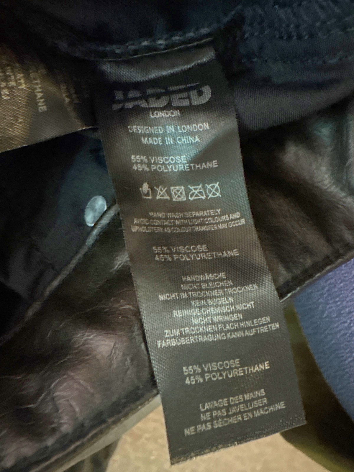 Jaded London Black Faux Leather Jeans W32