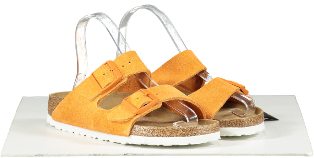 Birkenstock Orange Arizona Soft Footbed Suede Leather Narrow Fit Sandals UK 4 EU 37 👠