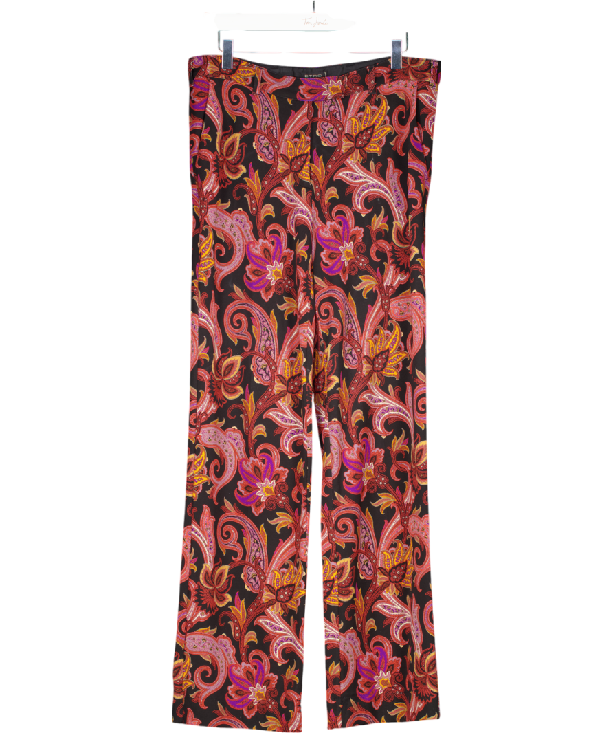 Etro Black Paisley Straight Leg Trousers UK 14