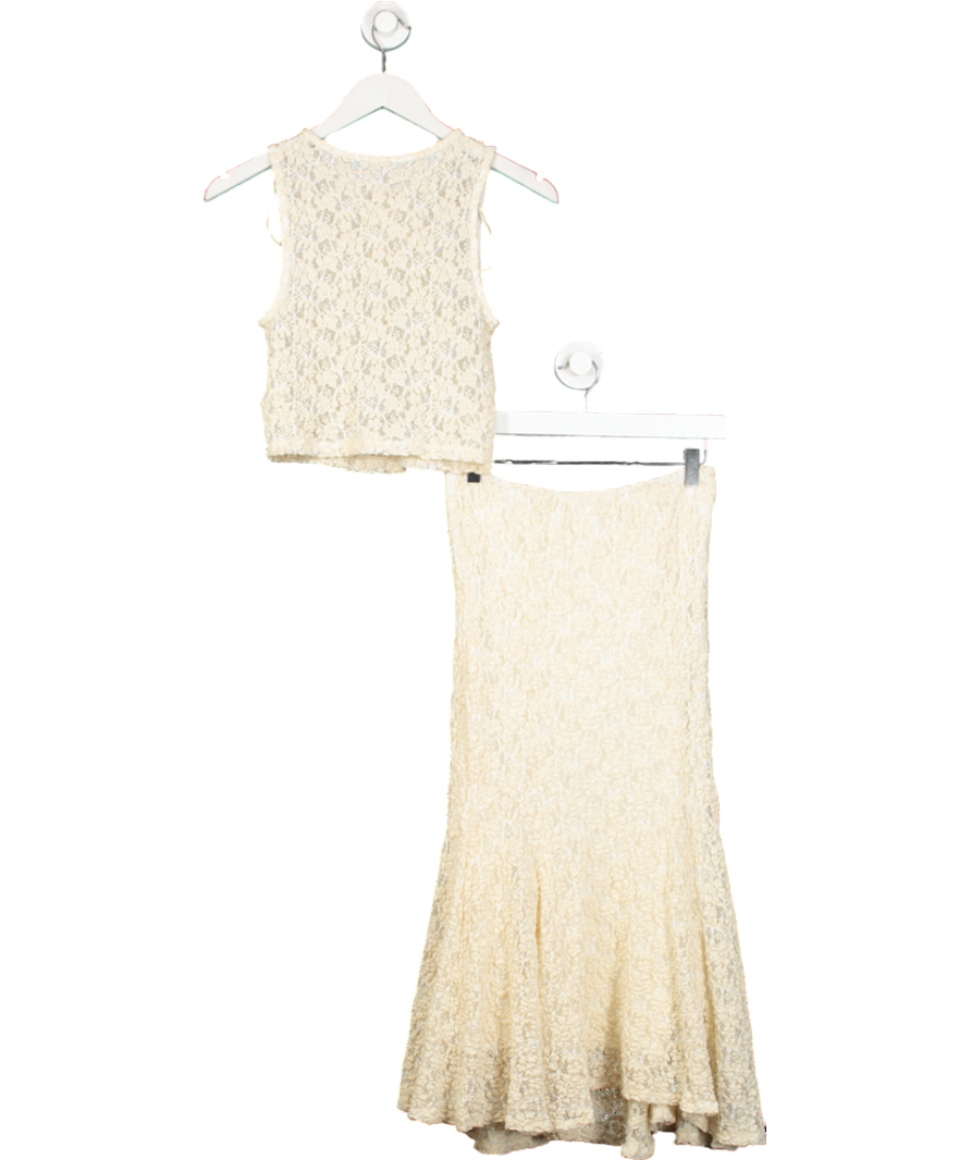Free People Cream 2-piece Crinkle Lace Skirt And Top Set UK S