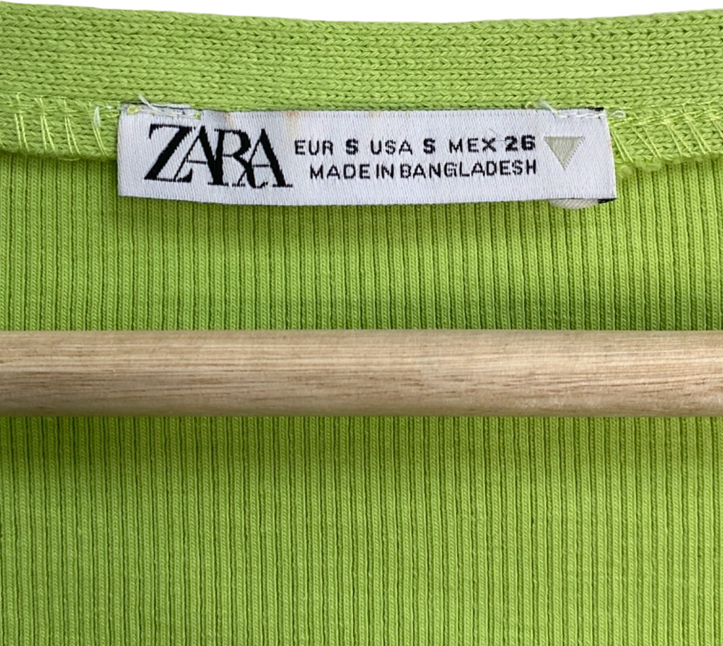 Zara Green Ribbed Cardigan UK 8