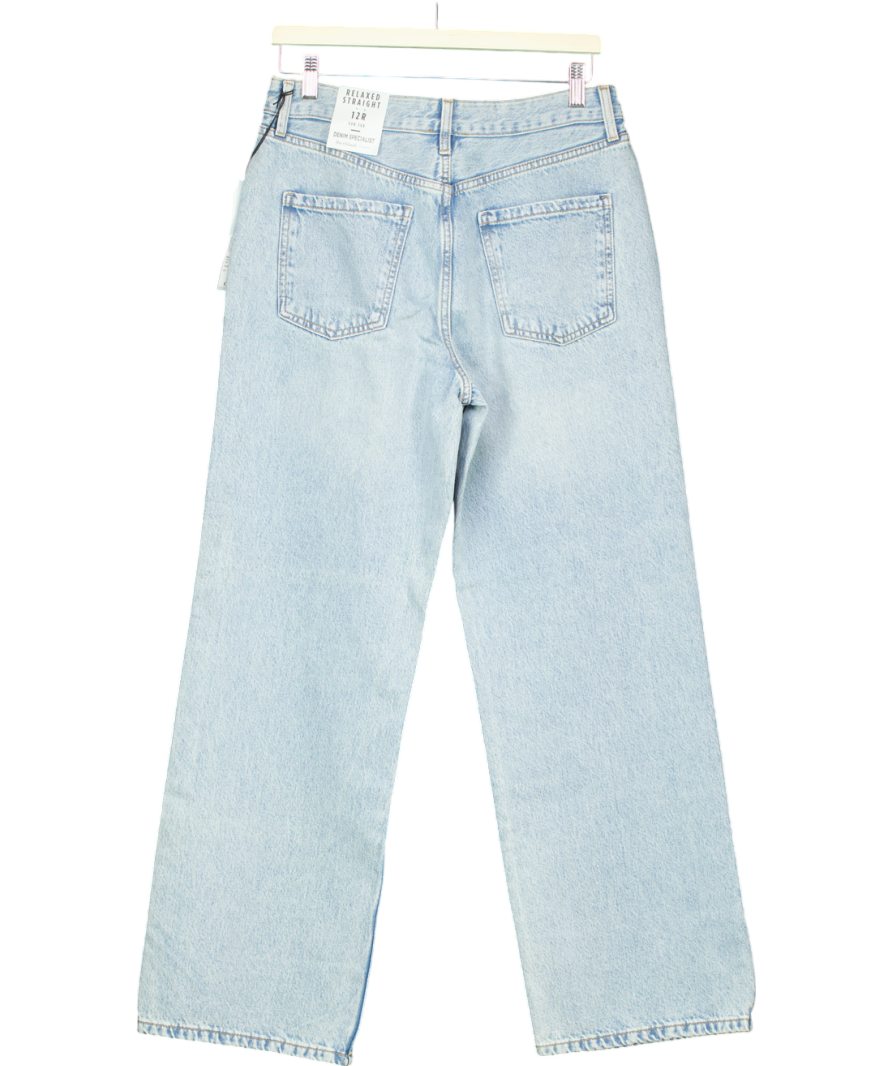 River Island Blue High Waist Relaxed Straight Fit Regular Length Jeans UK 12