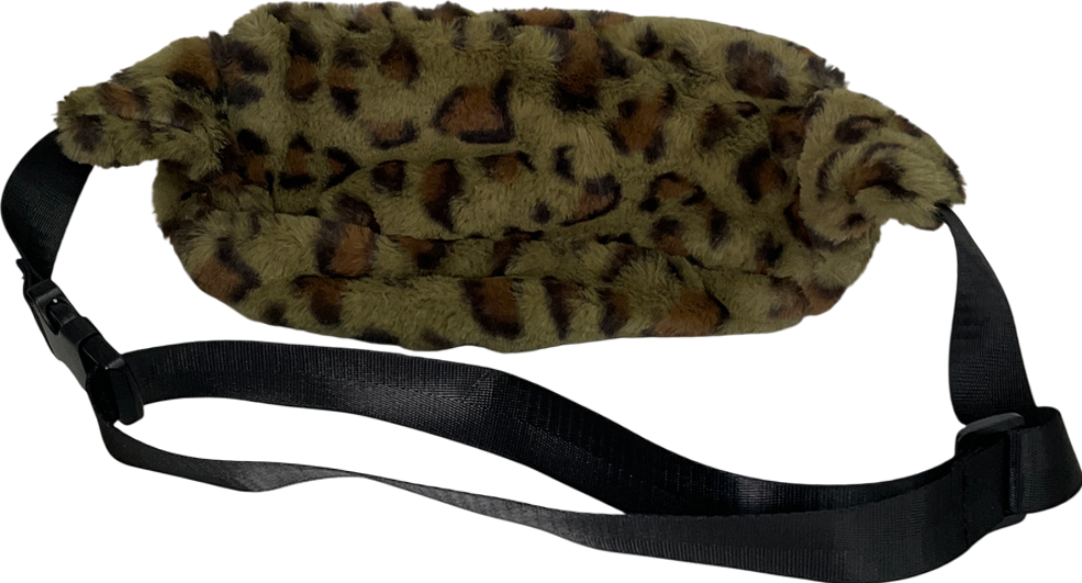 Brown Faux Fur Leopard Print Bum Bag One Size