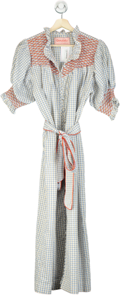 Dondolo Blue/White Checked Dress UK S