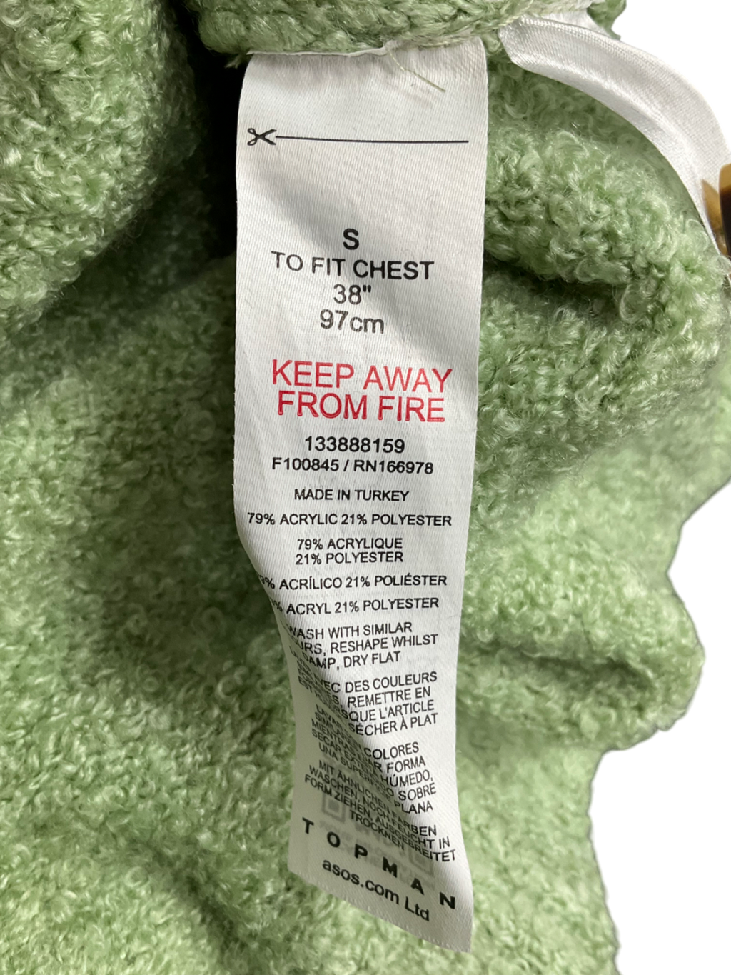 Topman Green Boucle Relaxed Fit Cardigan In Sage UK S